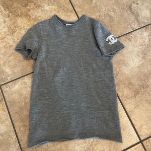 Authentic Chanel top cashmere sequin logo on sleeve